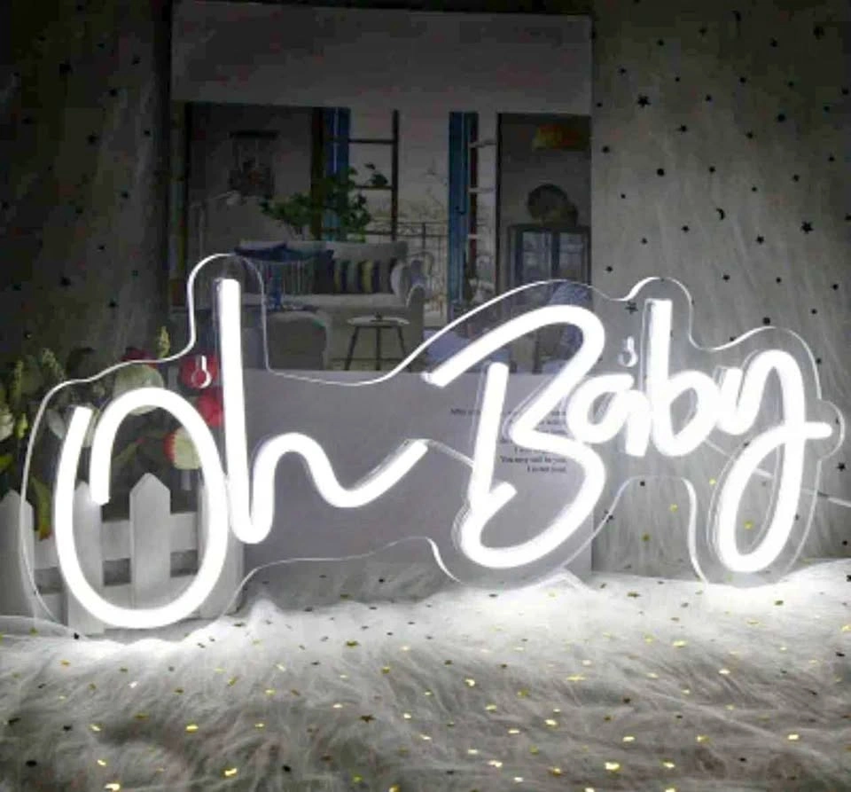 Baby shower/ first birthday decor- Oh baby LED sign and Backdrop