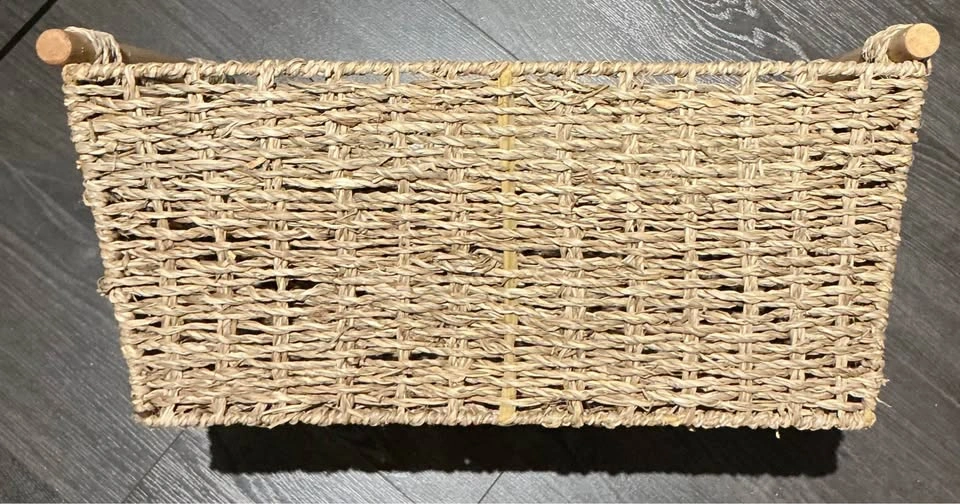 Set of 2 Seagrass Storage Baskets with Wooden Handles - photo 3
