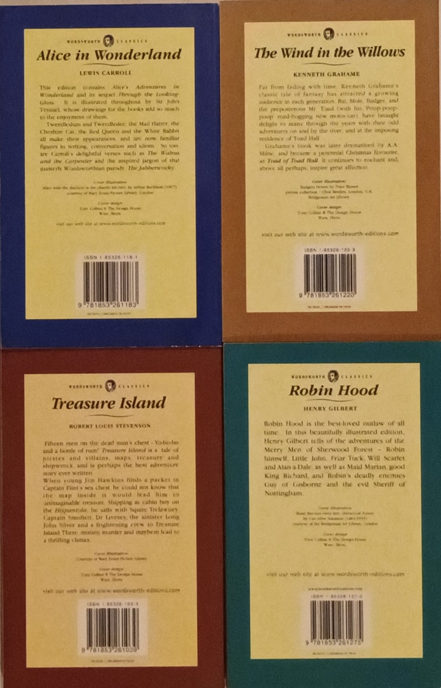 4 Wordsworth Classics Books Alice Wonderland, Treasure Island - photo 2