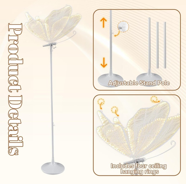 3-Color Elegant Butterfly Shape Floor Light Lamp - photo 3