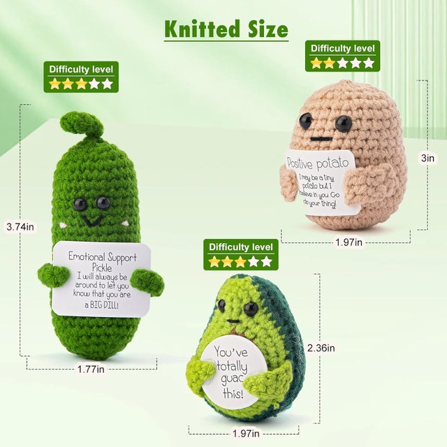 Hroevc Crochet Kit for Beginners, Positive Potato/Pickle/Avocado - photo 4