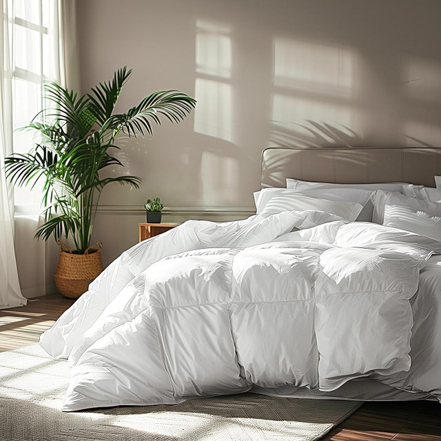 NEW Serta Goose Feather Down Fiber Cotton Comforter Queen Size