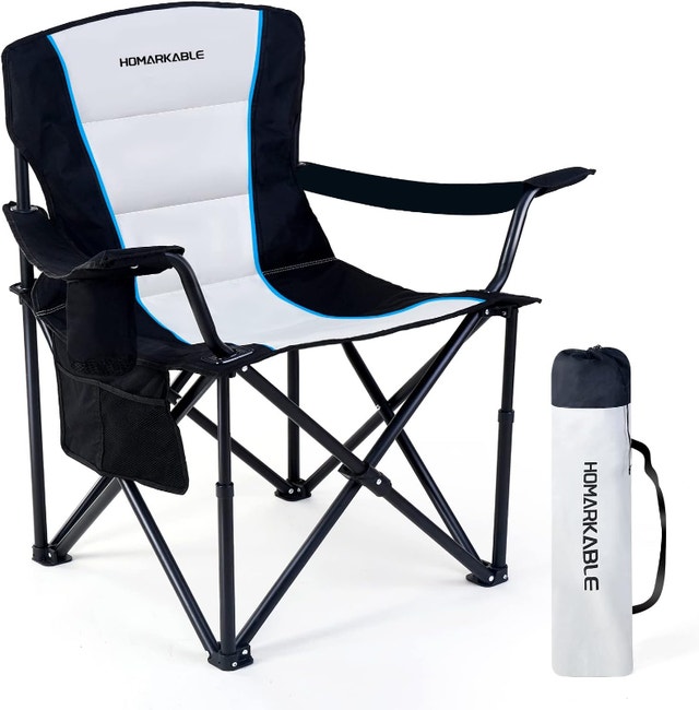 NEW Black HOMARKABLE Camping Folding Chair Oversized Padded