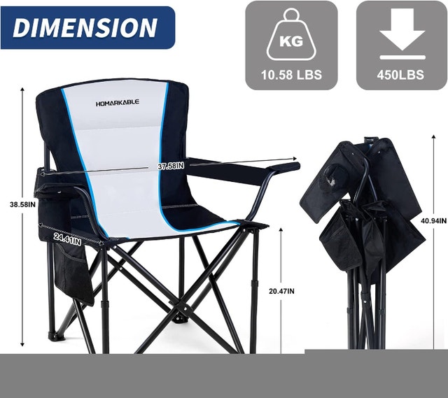 NEW Black HOMARKABLE Camping Folding Chair Oversized Padded - photo 2