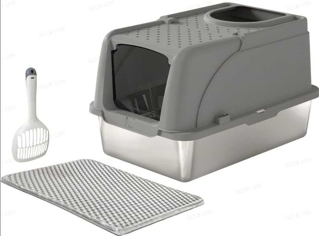 NEW Feandrea Stainless Steel Cat Litter Box with Flip Lid, XL - photo 4