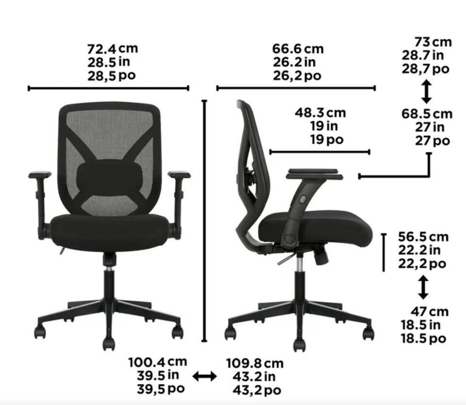 True Innovations Black Mesh Chair with Flip Back Arms - photo 3