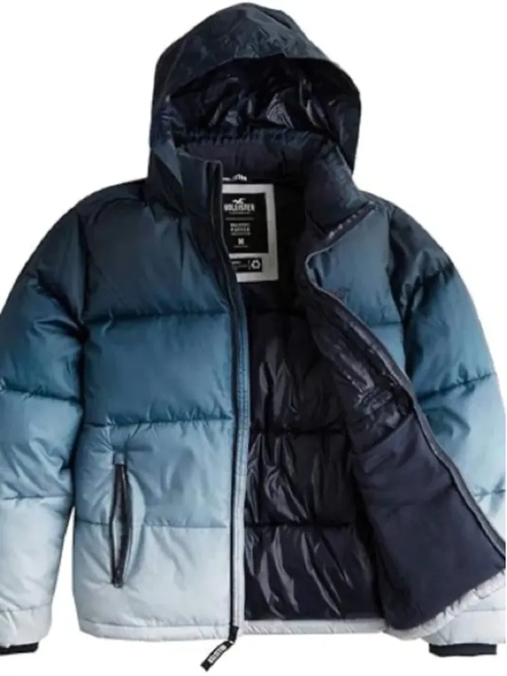 Hollister Blue Ombre Gradient Puffer Jacket S - photo 5