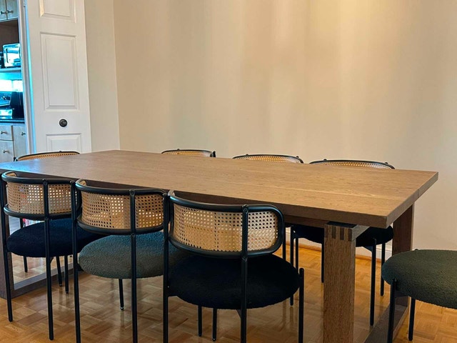 Modern Wood Dining Table with 8 Cane Back Chairs - photo 4
