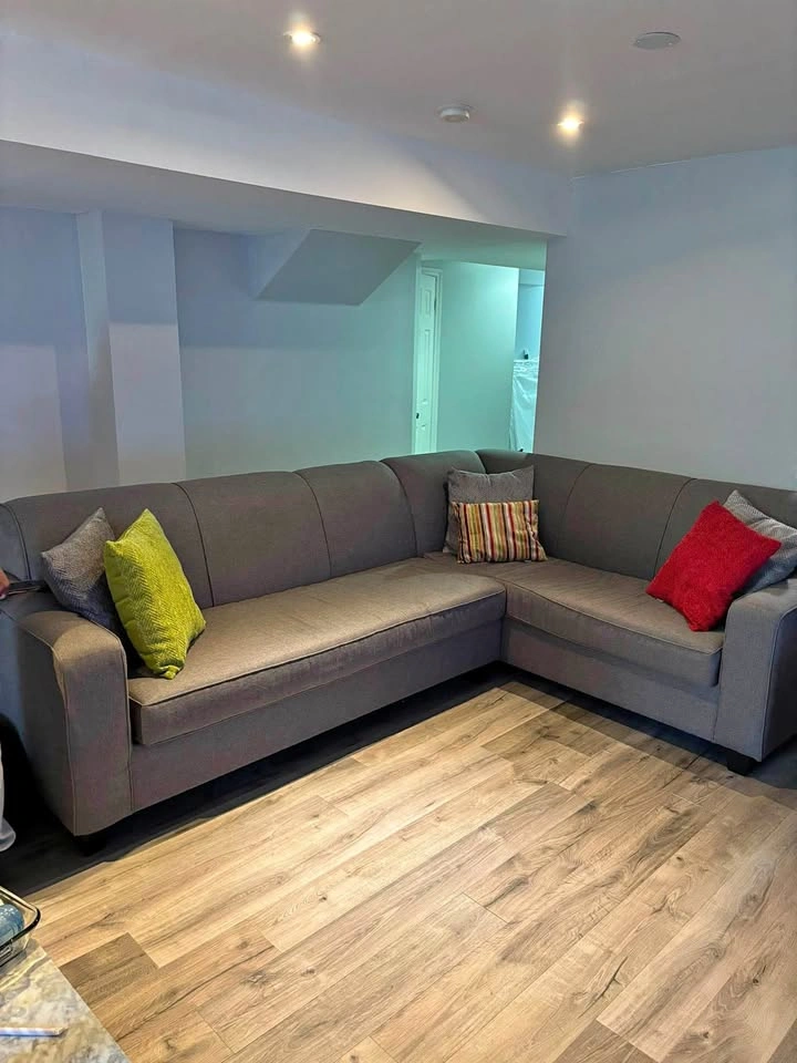 L shaped grey couch