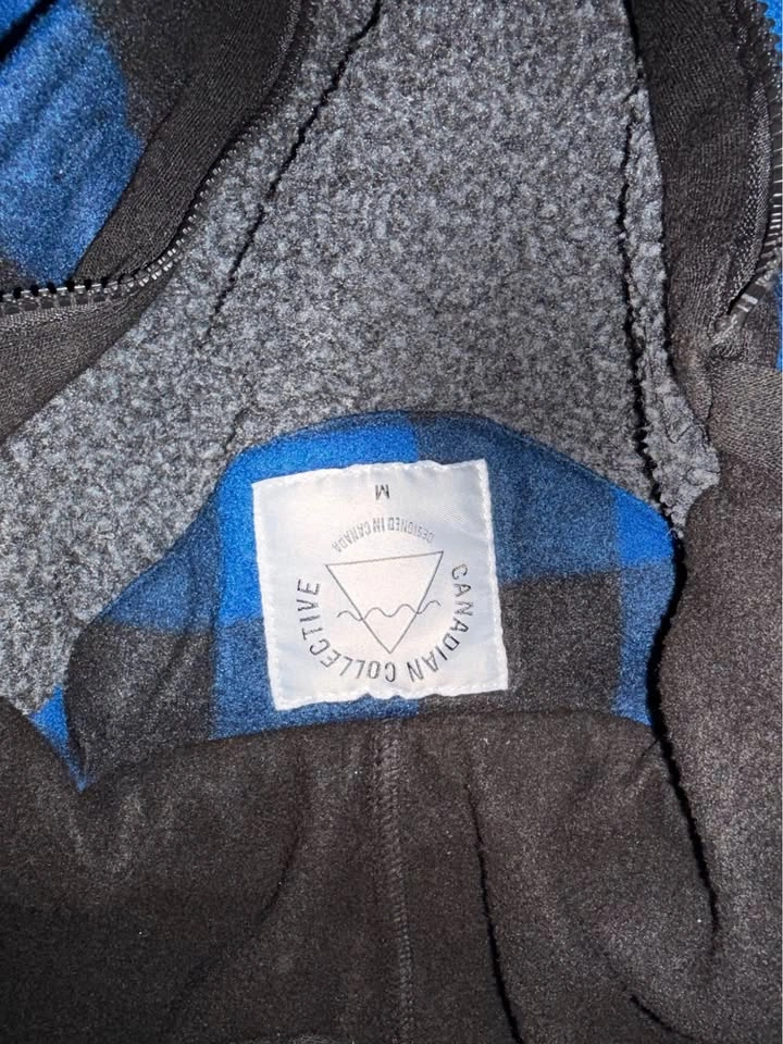 Canadian Collective Blue Plaid Hooded Fleece Jacket - Size M - photo 2