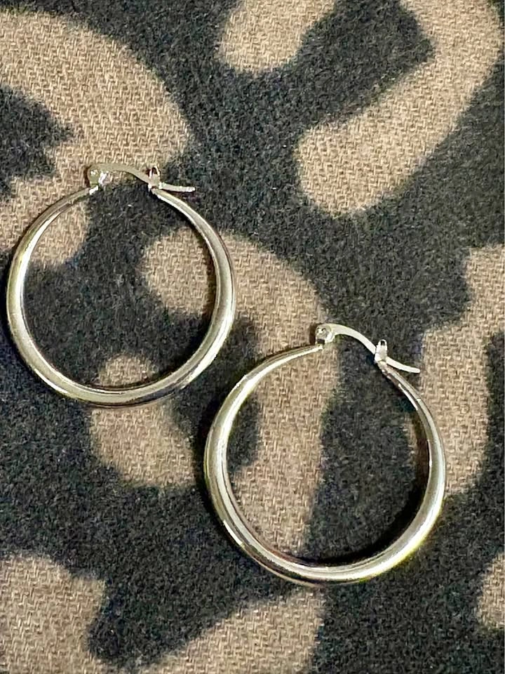 The Perfect Hoop Silver Tone Stainless Steel Earrings