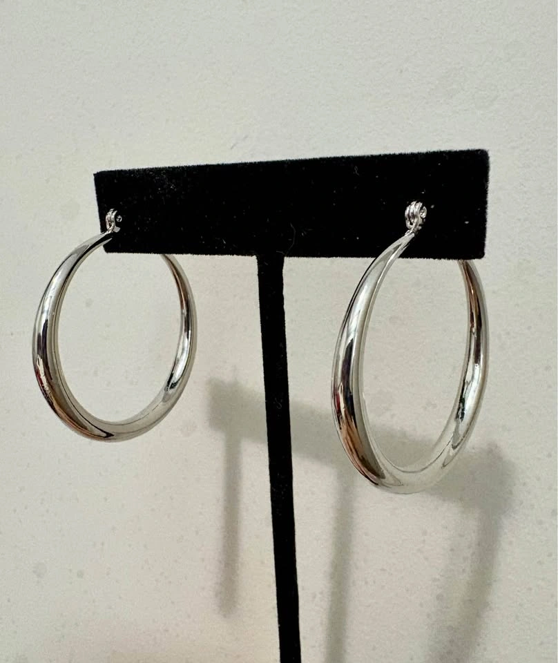 The Perfect Hoop Silver Tone Stainless Steel Earrings - photo 2