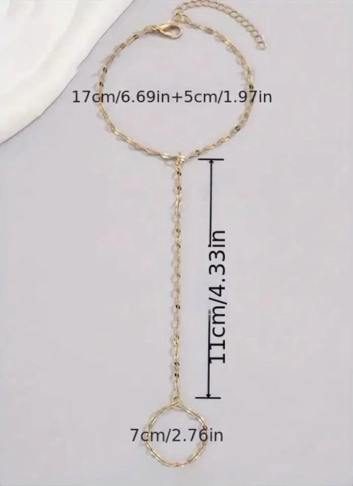 Hand Chain Bracelet ✨ Gold Tone Stainless Steel - photo 2