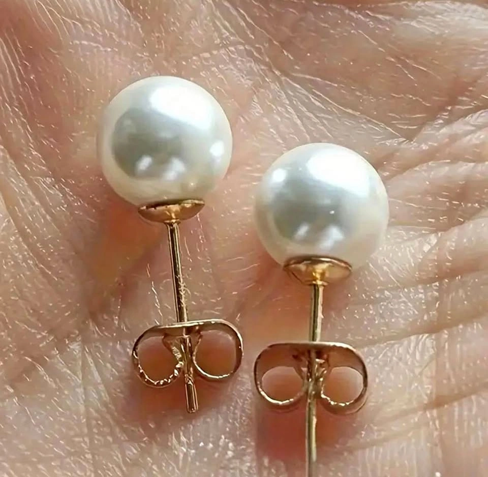 White Pearl Earrings Stainless Steel Post