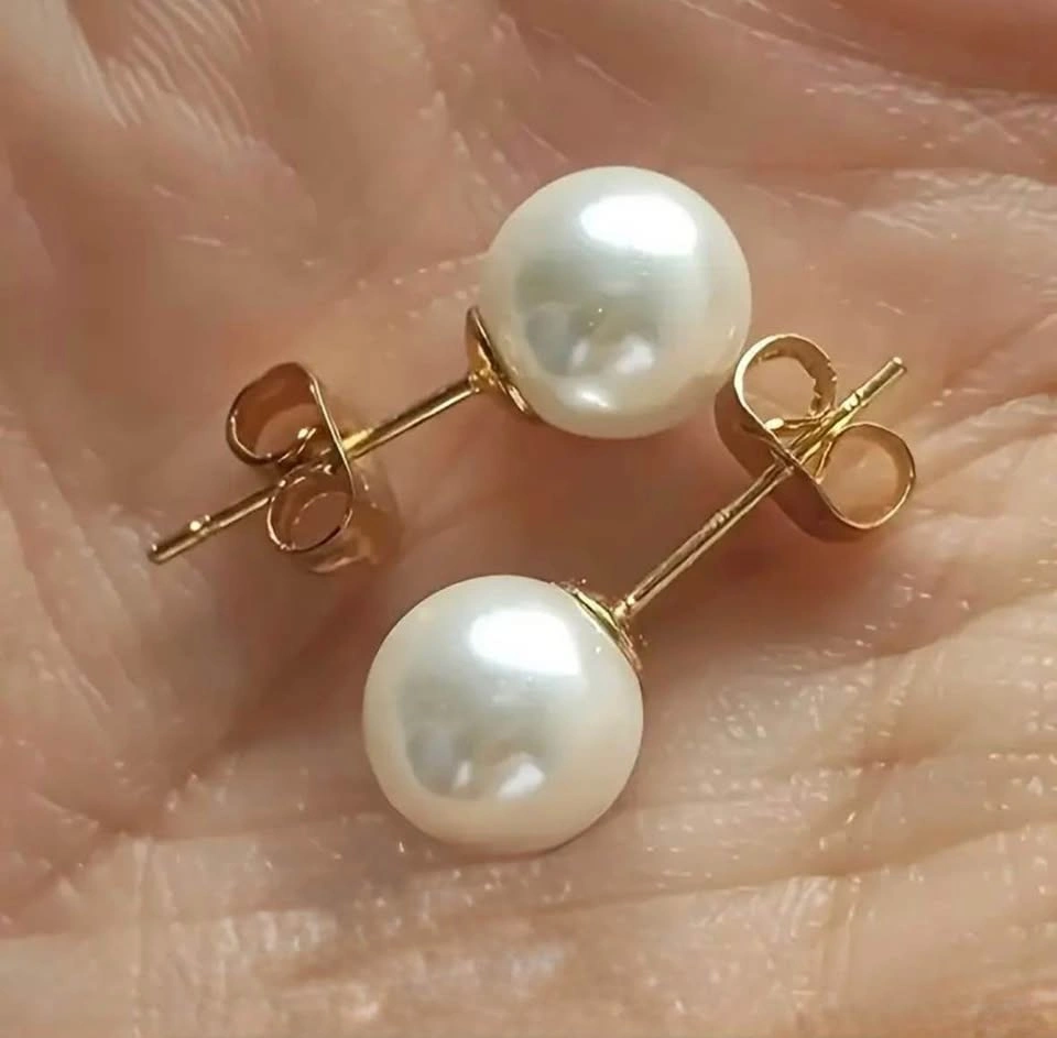White Pearl Earrings Stainless Steel Post - photo 3