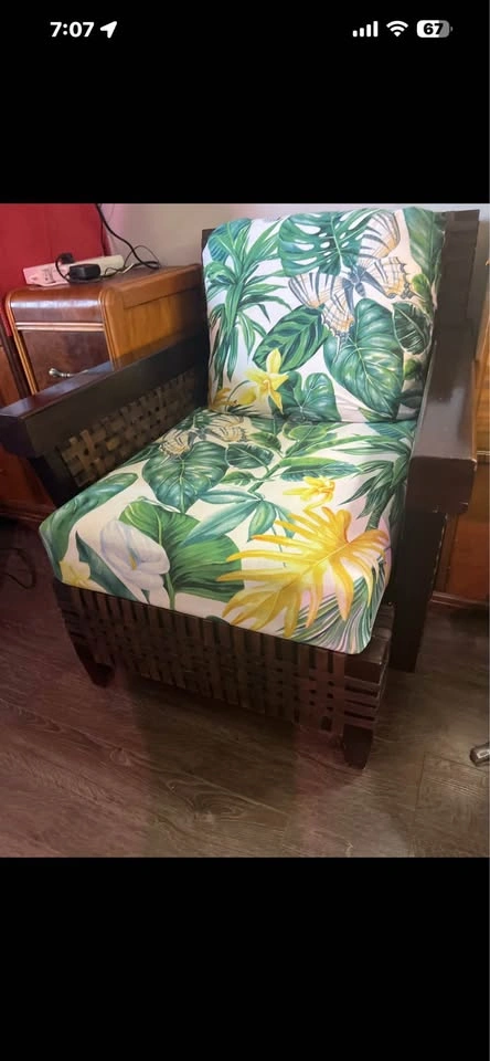 Vintage 1990s Solid Wood & Woven Leather Strap Armchairs (Pair) - photo 3