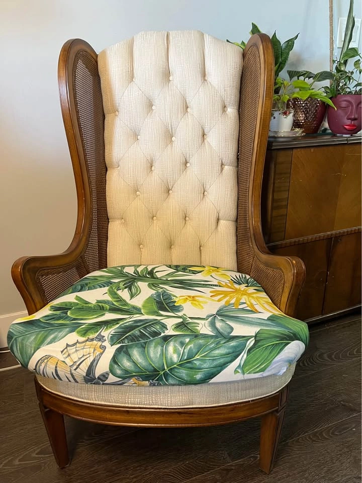 Vintage 1960s Lewittes Cane-Side Wingback Chair - photo 3