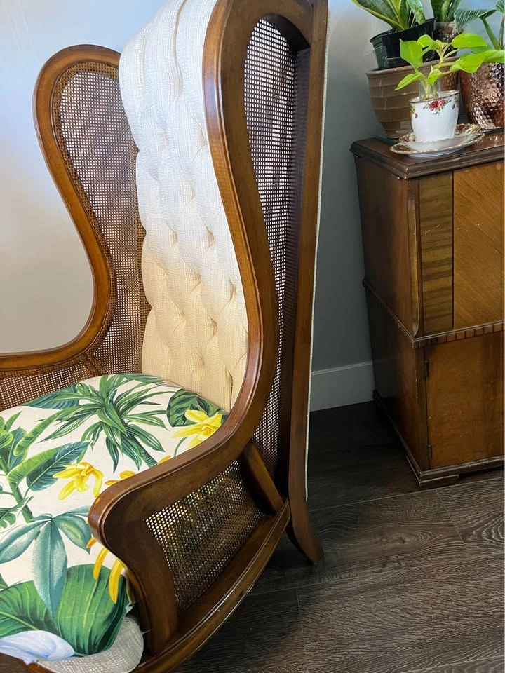 Vintage 1960s Lewittes Cane-Side Wingback Chair - photo 4