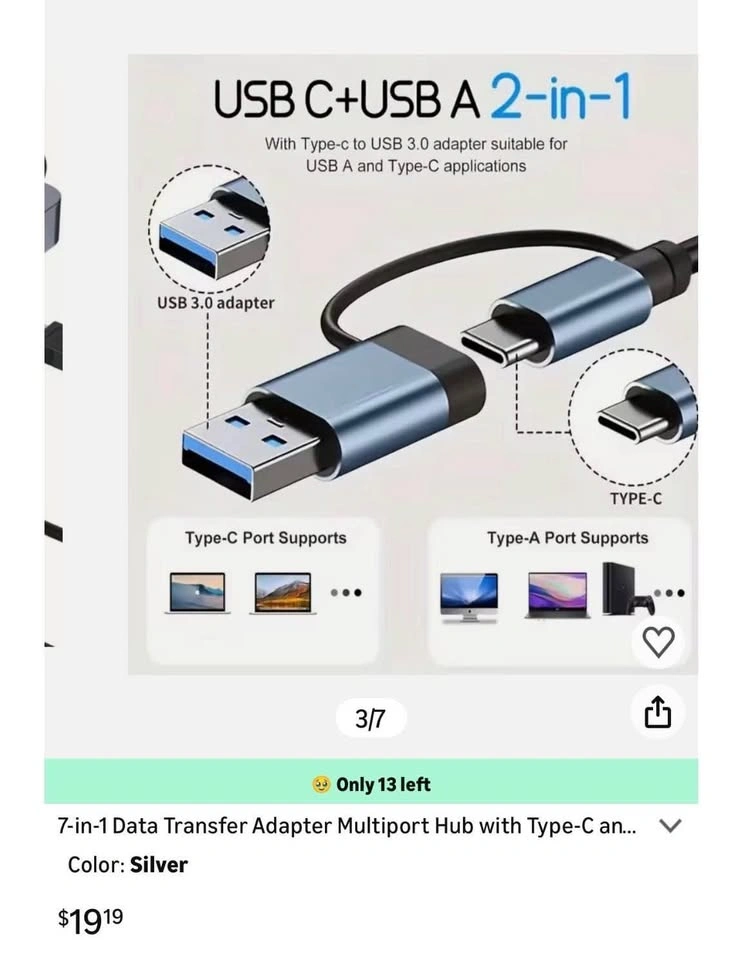 7-in-1 USB C Hub 3.0, 5V Power, High-Speed Data Transfer - photo 5