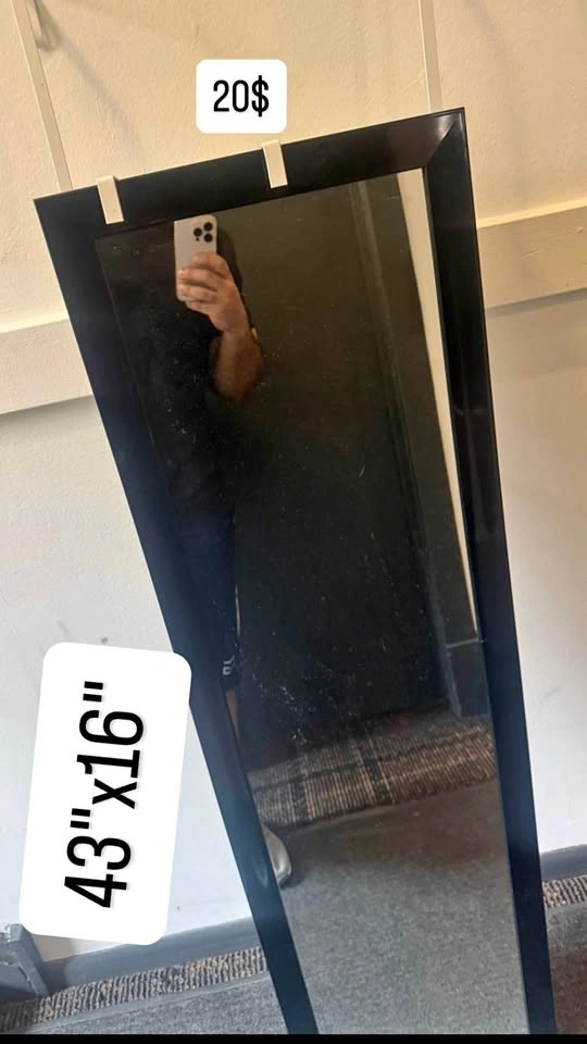 43"x16" Black Modern Full Body Rectangle Mirror