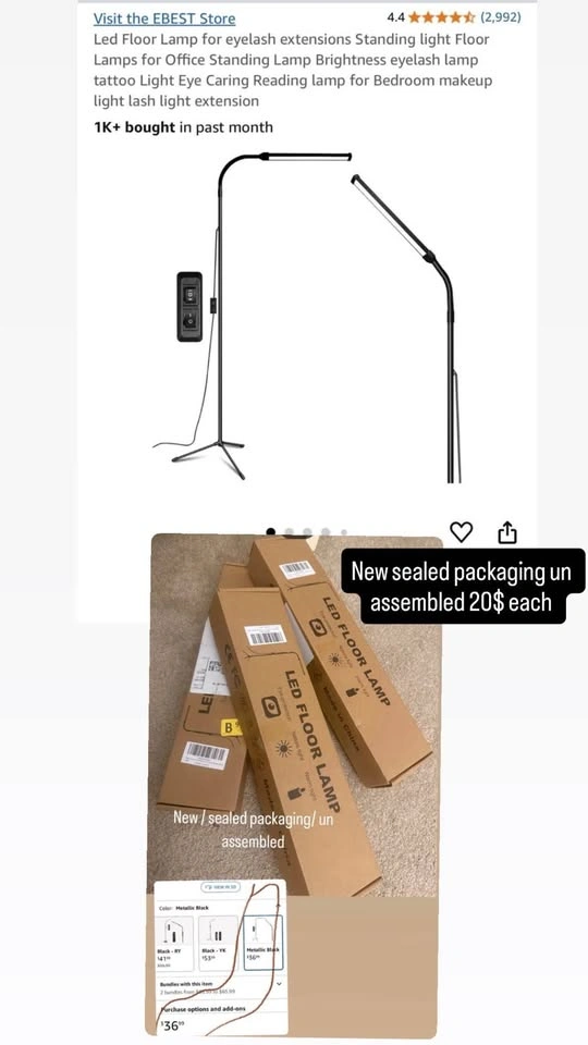 LED Floor Lamp for Eyelash Extensions and Reading - photo 3