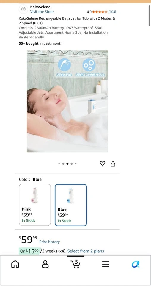 Rechargeable Bath Jet for Tub (Blue) - photo 4