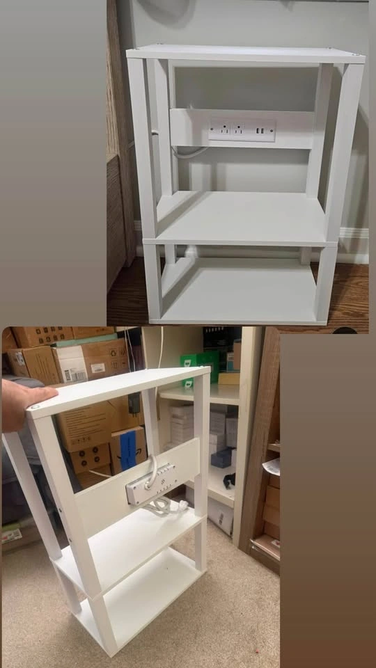 3-Tier Narrow Bedside Table with Charging Station - photo 4