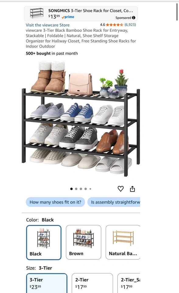 3 Tier Bamboo Shoe Rack Storage Organizer - photo 4