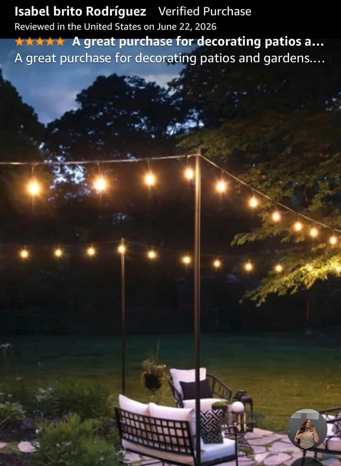 6 Pack Heavy-Duty Metal String Light Poles for Outdoor Use - photo 2