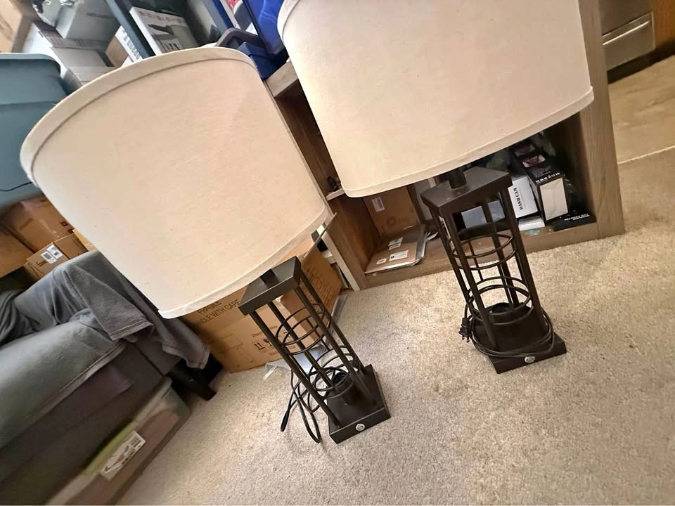 Set of 2 Farmhouse Table Lamps with USB & 3-Way Dimming