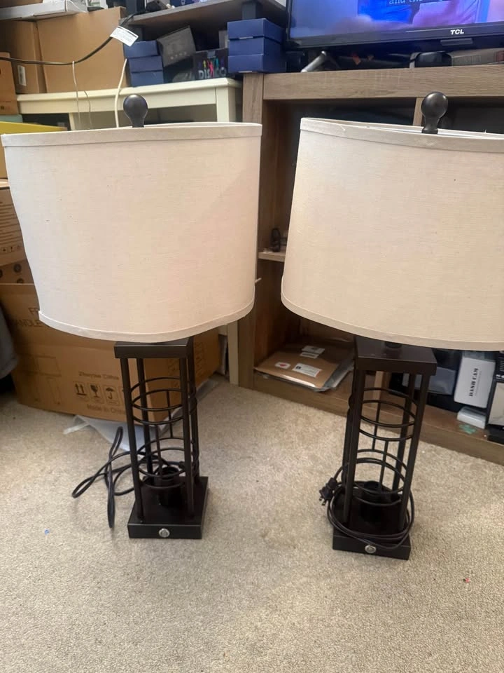 Set of 2 Farmhouse Table Lamps with USB & 3-Way Dimming - photo 4