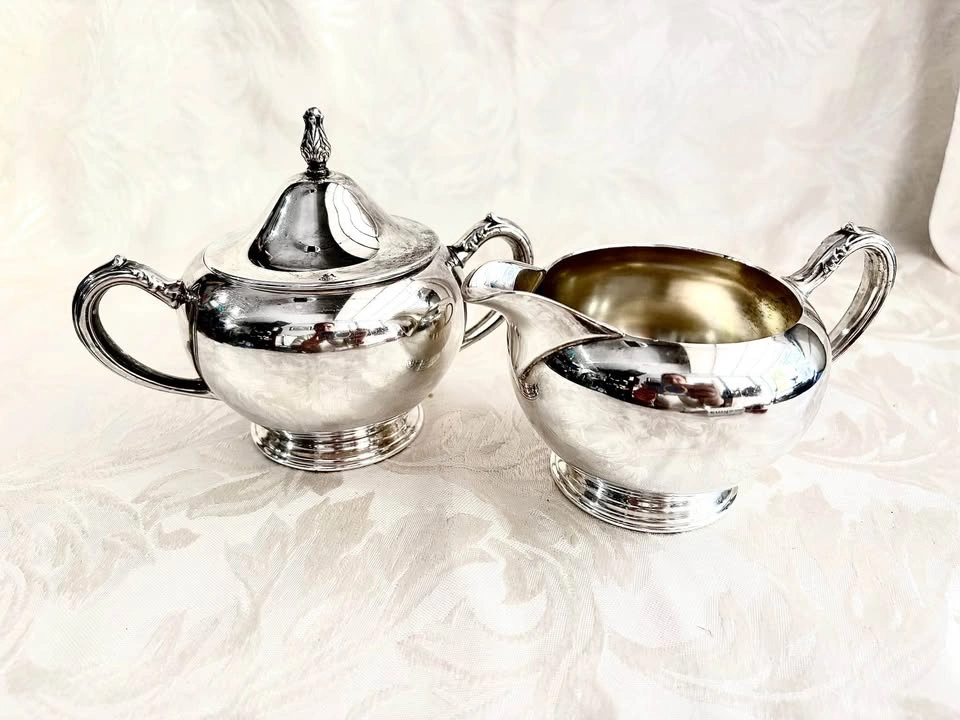 Vintage Silver-Plated Cream and Sugar with Lid Set - photo 5