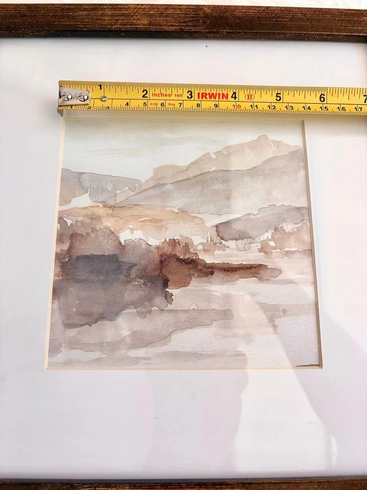 Framed Mountain Landscape Watercolor Painting - photo 5