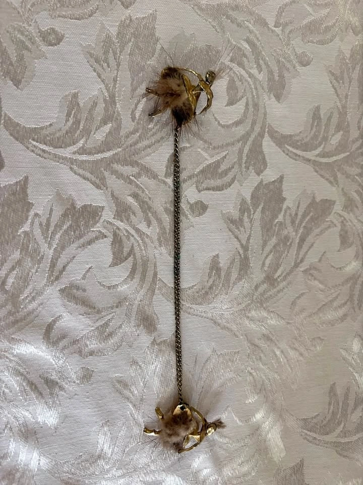 Vintage Ballerina Fur Chatelaine Clip-On Earrings