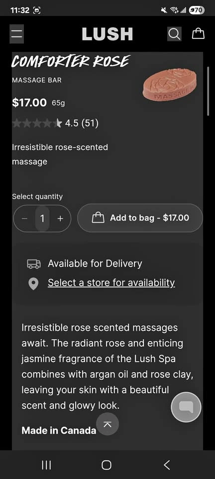 LUSH True Romance Massage Bar