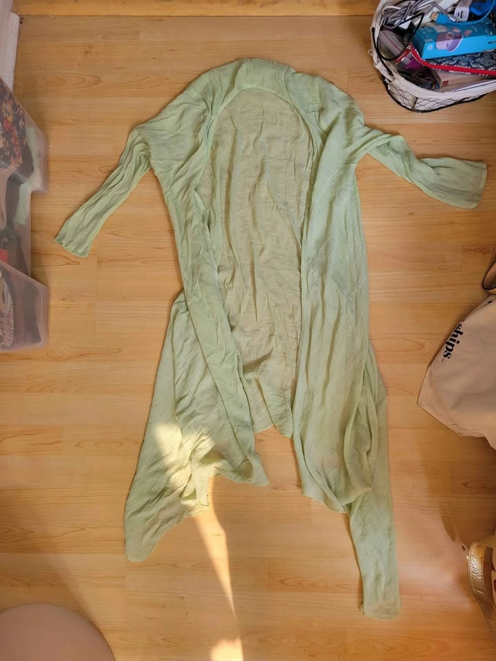 Light Green Long Open Front Duster Cardigan - photo 2