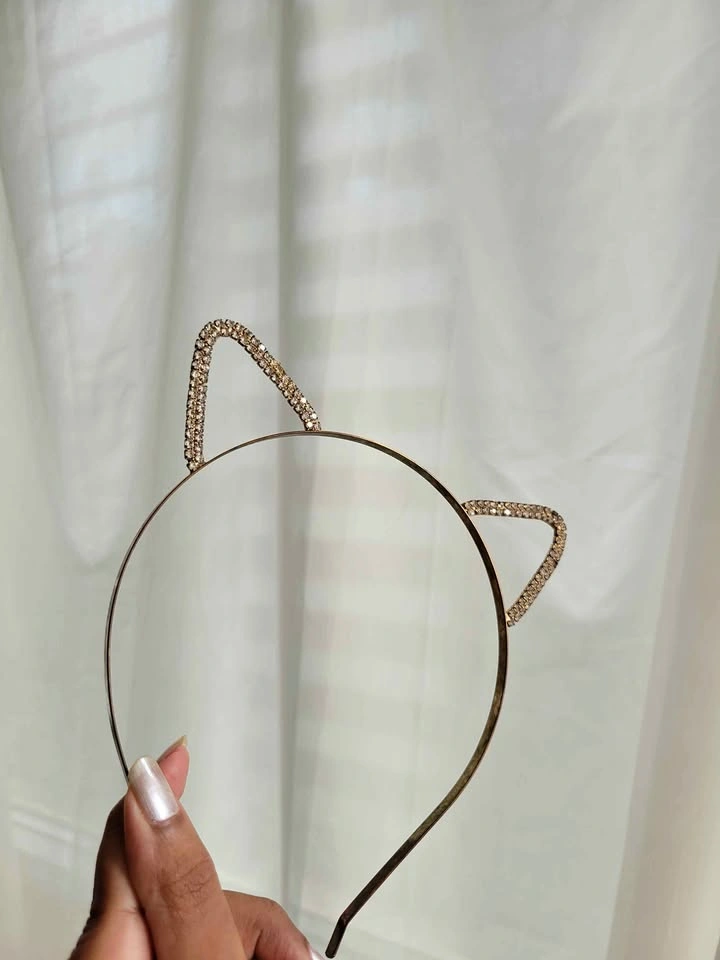 Gold Rhinestone Cat Ear Headband