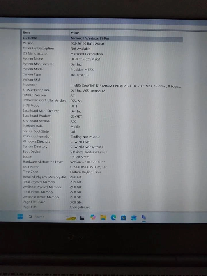 DELL PRECISION M4700 i7-3520M 24GB RAM 2TB SSD Win 11 Pro - photo 5