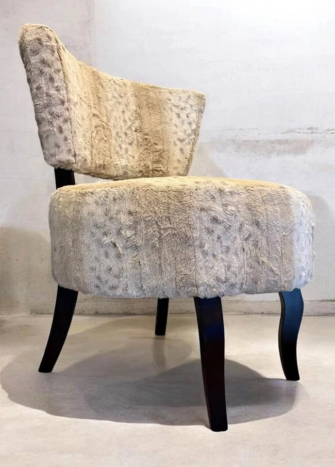 Faux Fur Leopard Print Accent Slipper Chair used condition