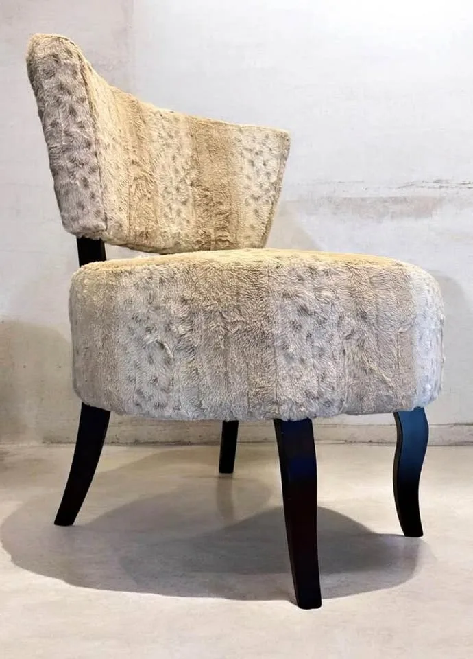 Faux Fur Leopard Print Accent Slipper Chair used condition