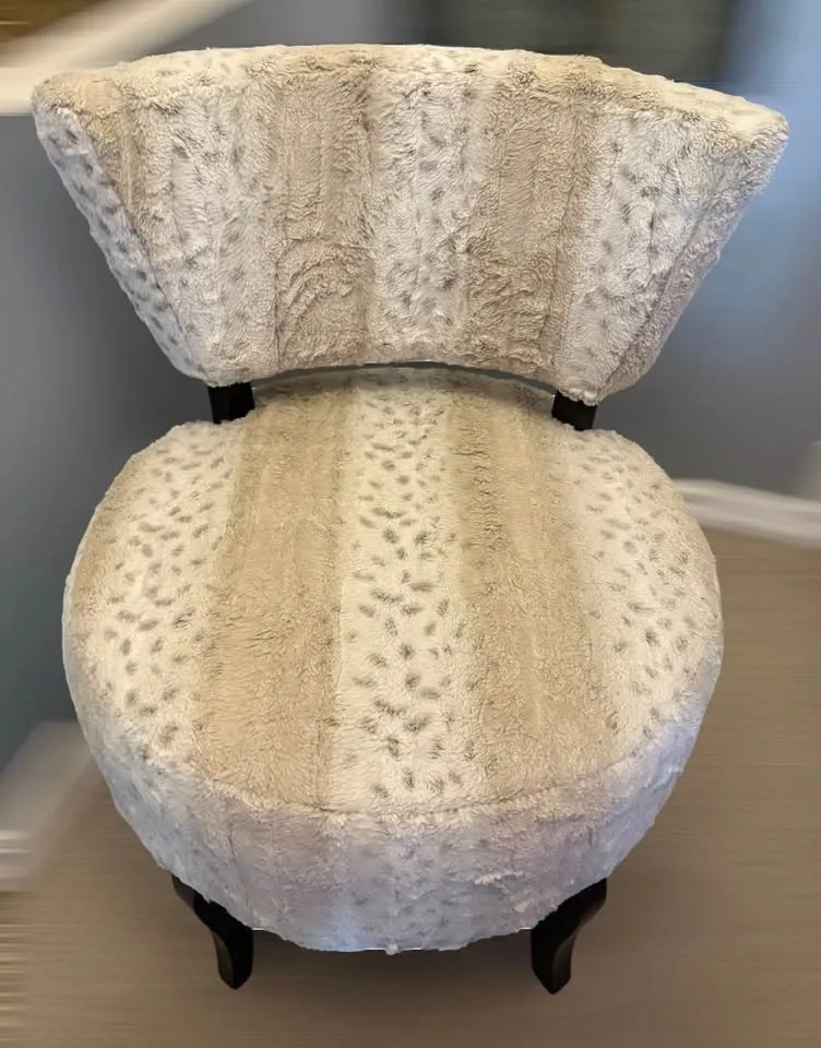 Faux Fur Leopard Print Accent Slipper Chair used condition - photo 2