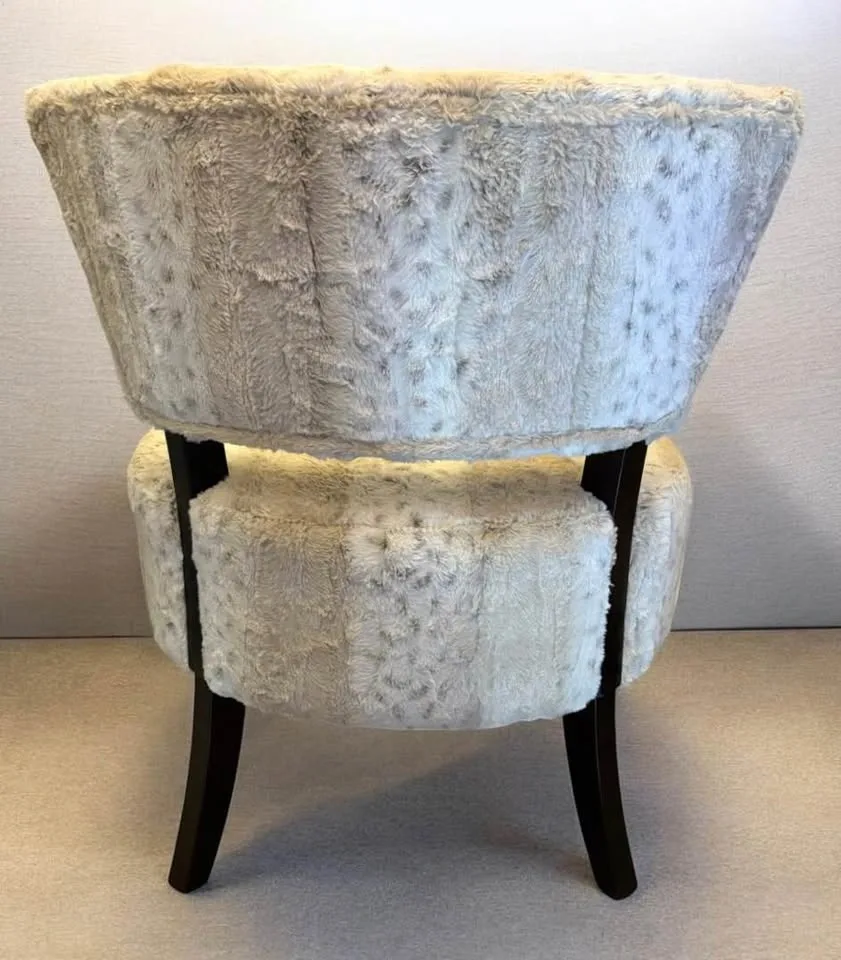 Faux Fur Leopard Print Accent Slipper Chair used condition - photo 3