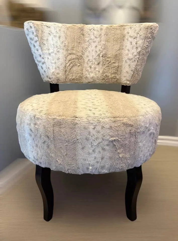 Faux Fur Leopard Print Accent Slipper Chair used condition - photo 4