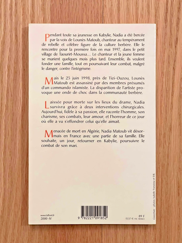 Pour l'amour d'un rebelle by Nadia Matoub (Paperback) - photo 2