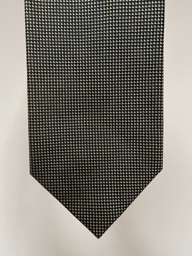 T.M. Lewin Handmade Pure Silk Tie, Dark Navy/Gold Pattern