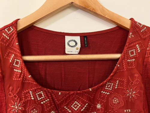 Anthropologie Akemi + Kin Orange Jersey Embroidered Top - Size X - photo 3