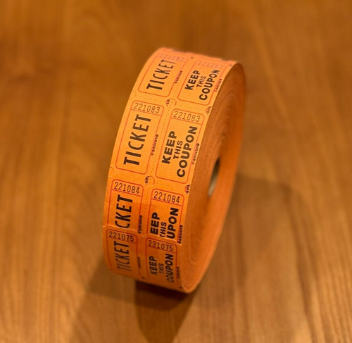 Raffle Tickets - Roll of 2,000 Double Stub Carnival Tickets - Or