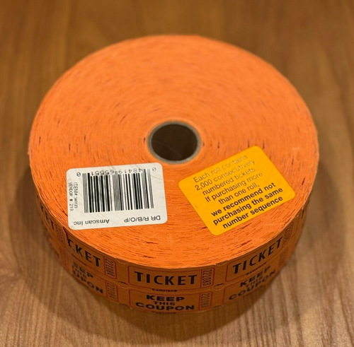Raffle Tickets - Roll of 2,000 Double Stub Carnival Tickets - Or - photo 2