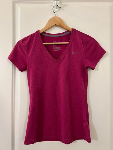 Nike Dri-Fit Women’s V-Neck T-shirt - Size XS - Magenta Pink