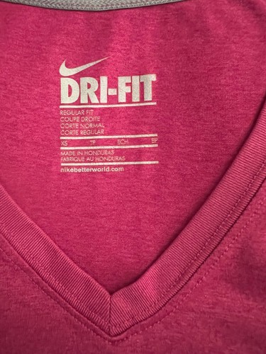 Nike Dri-Fit Women’s V-Neck T-shirt - Size XS - Magenta Pink - photo 3
